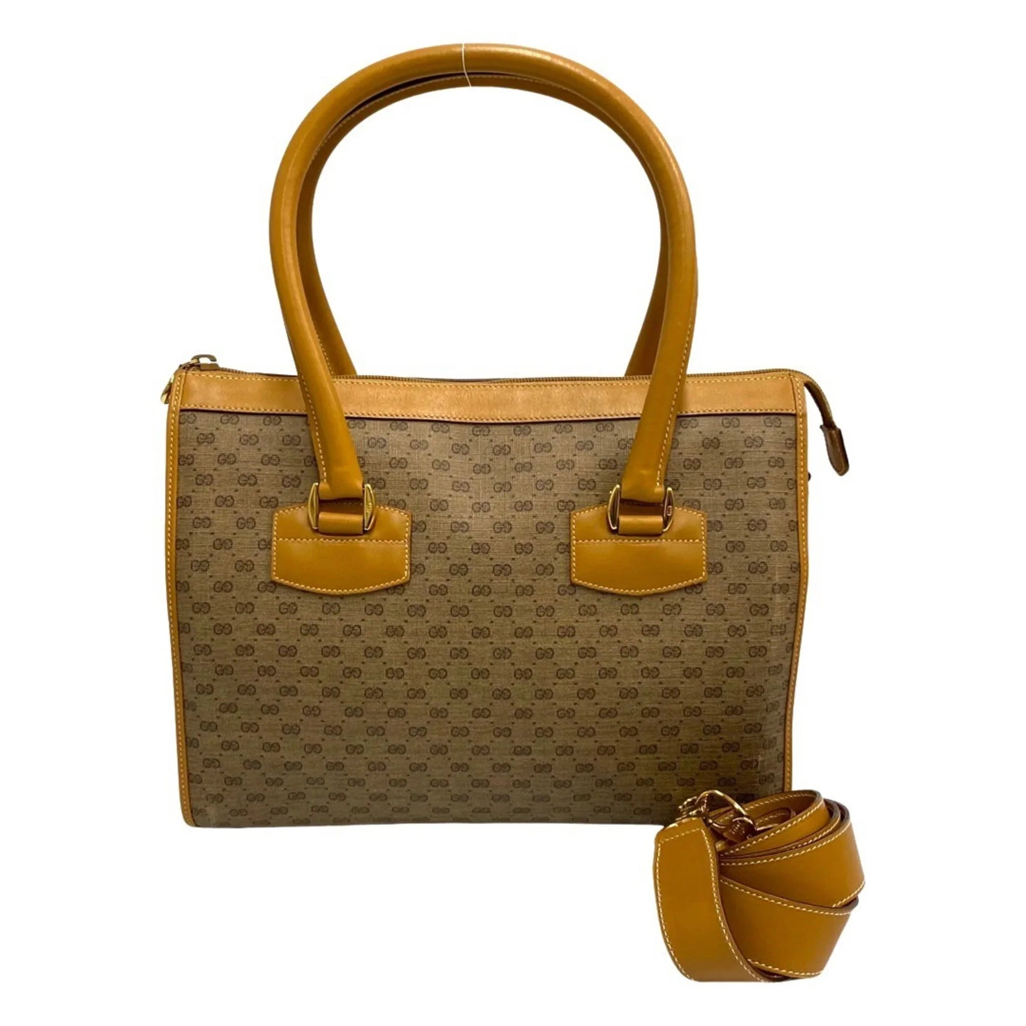 Pre-Owned GUCCI Old Gucci Vintage Micro GG Leather Genuine 2way Handbag Shoulder Bag Brown (Good)