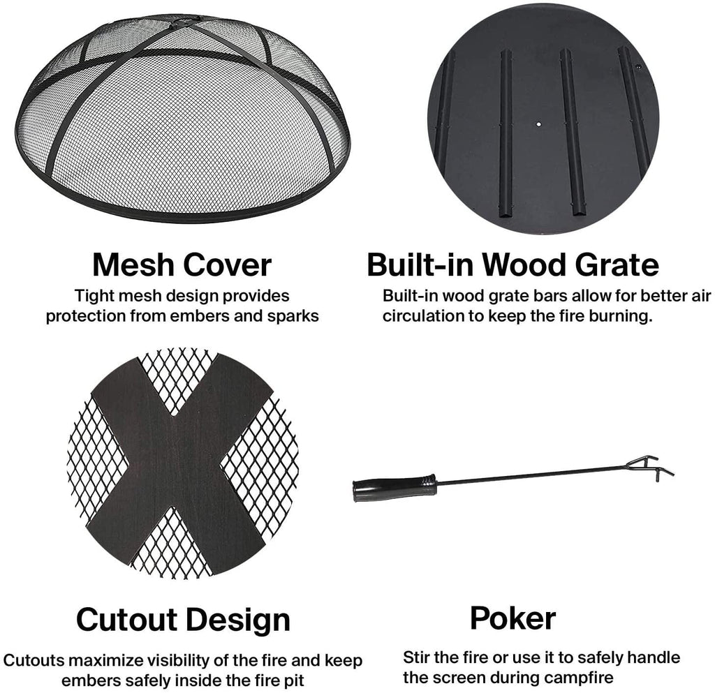 Zoey Steel Material Portable Wood Burning Fire Pit And Grill Pit