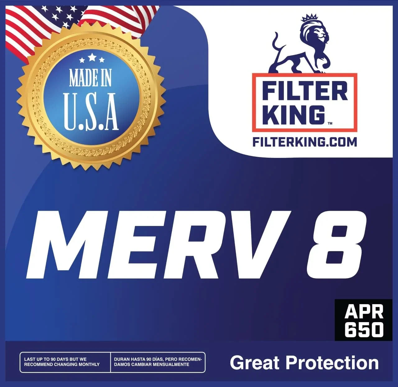 Filter King 33.5x50.5x1 Air Filter | 4-PACK | MERV 8 HVAC Pleated A/C Furnace Filters | MADE IN USA | Actual Size: 33.5 x 50.5 x .75"