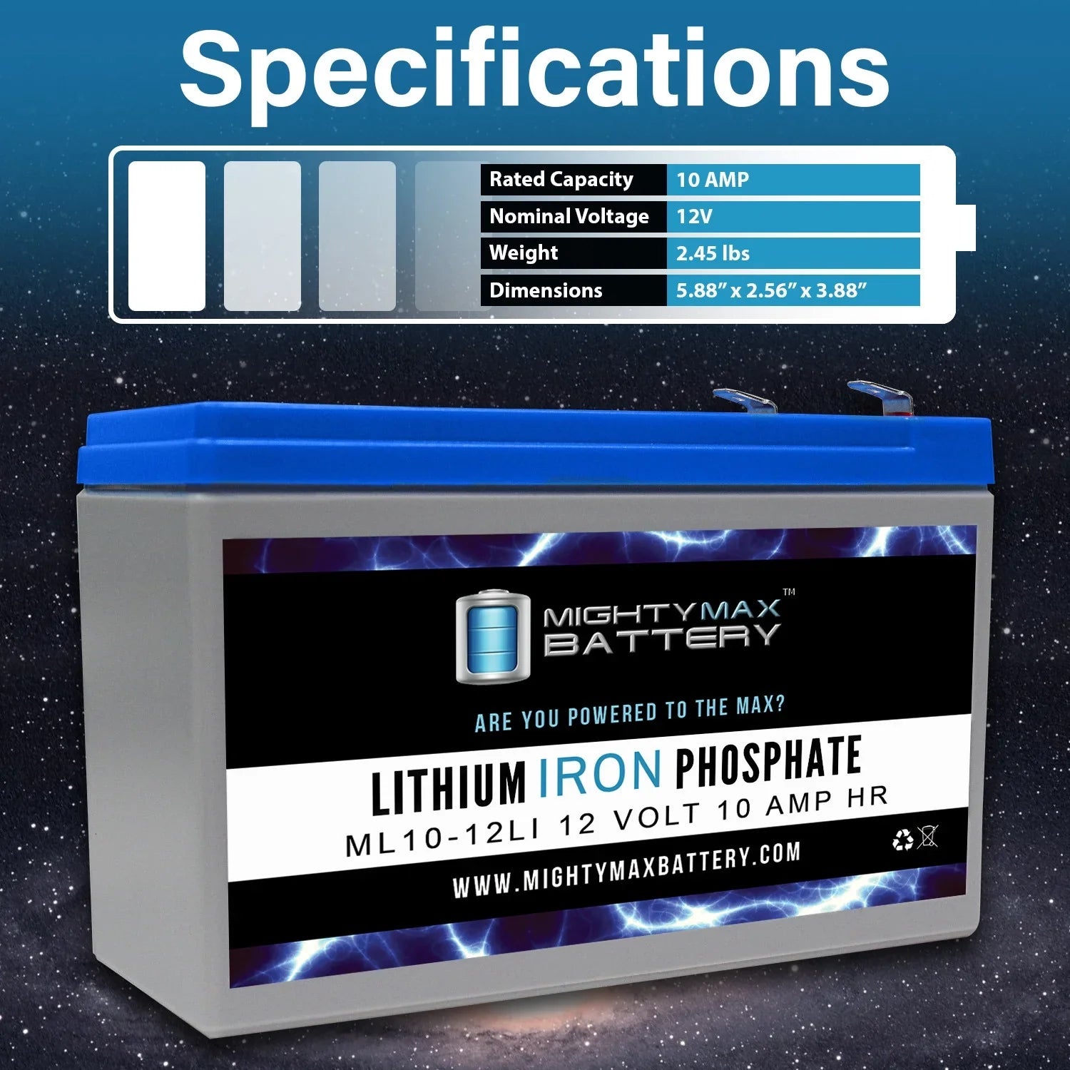 12V 10AH Lithium Replacement Battery Fitting with Streamlight E-Flood Box HL - 3 Pack