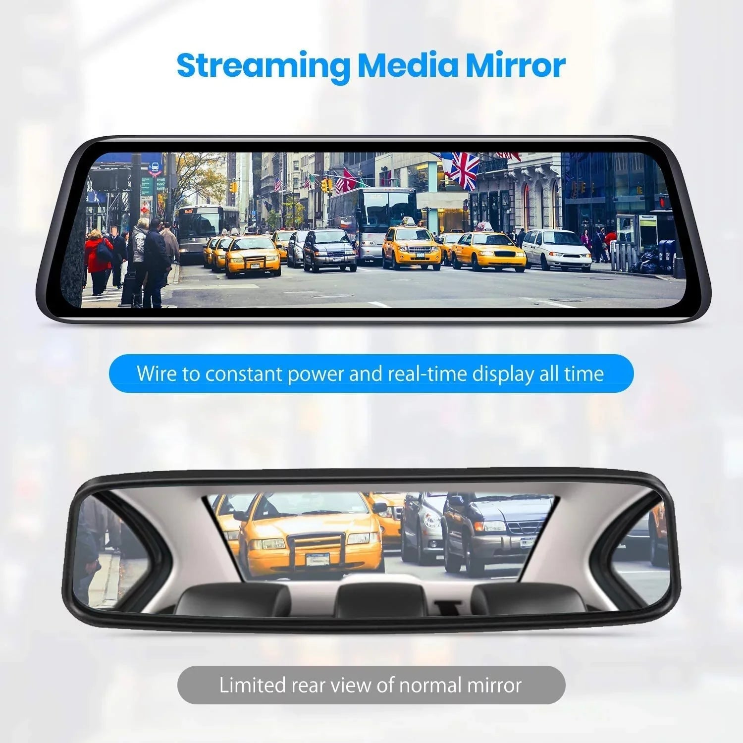 Auto-Vox Rear View Mirror Monitor 9.35'' Touch Screen 1080P Backup Camera Driving Recorder for Truck