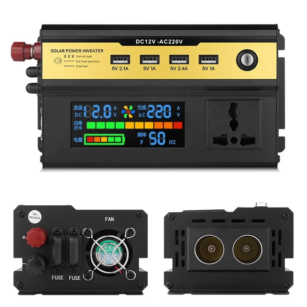 Charger Yabuy 5000W Car Power Inverter LED Digital Modified Sinewave Inverter 12V to 220V Converter with AC Outlets 4 USB Charging Ports for Car Vehicle Home Laptops