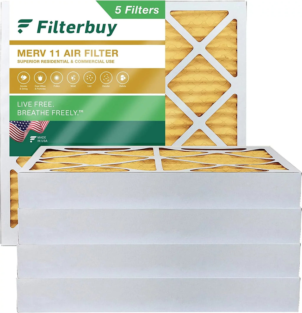 Filterbuy 20x20x4 MERV 11 Pleated HVAC AC Furnace Air Filters (5-Pack)