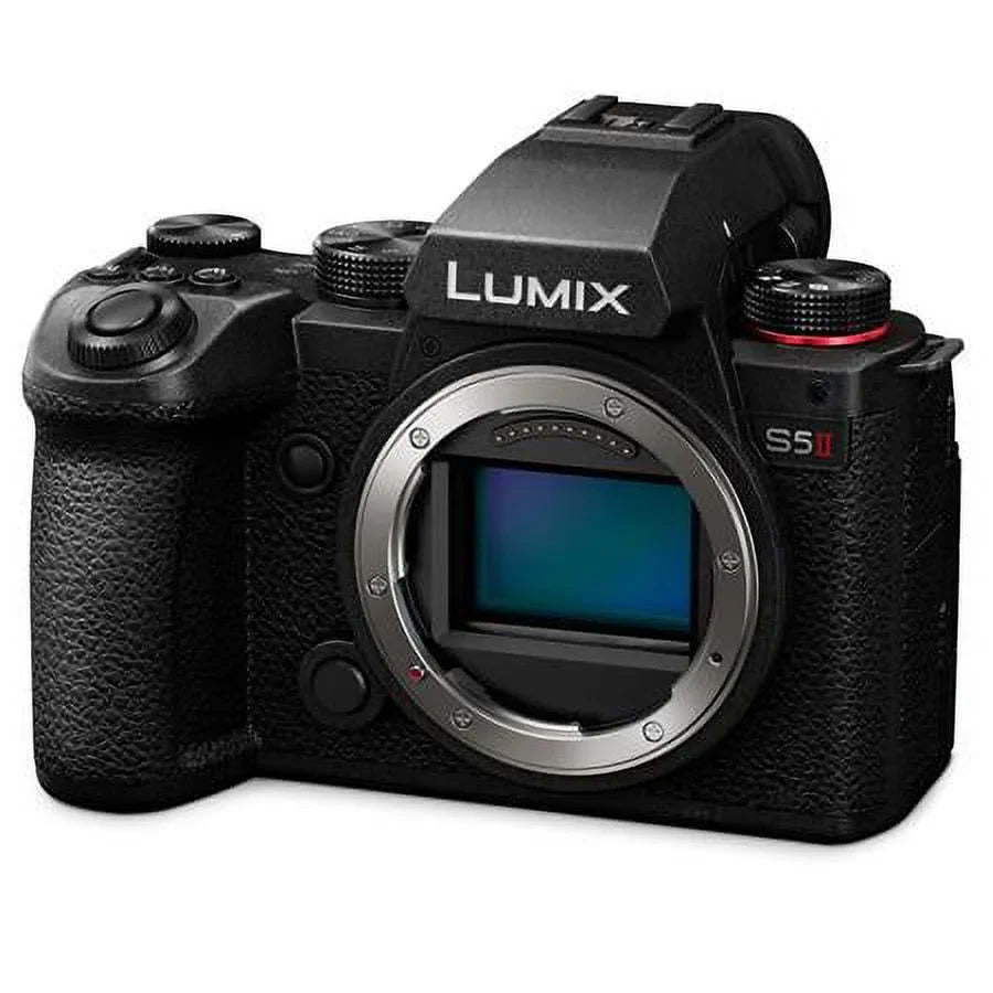 LUMIX S5 II Mirrorless Digital Camera Body Bundle with 128GB SD Card, Backpack, 2x Battery, Dual Charger, Strap, Screen Protector, SD Card Case, Cleaning Kit