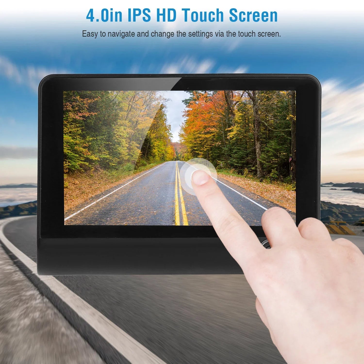 iMouTEK 1080P Touch Screen Car Dash 4in Cam Dash Camera Front and Rear Camera with G-Sensor Loop Recording Motion Detection