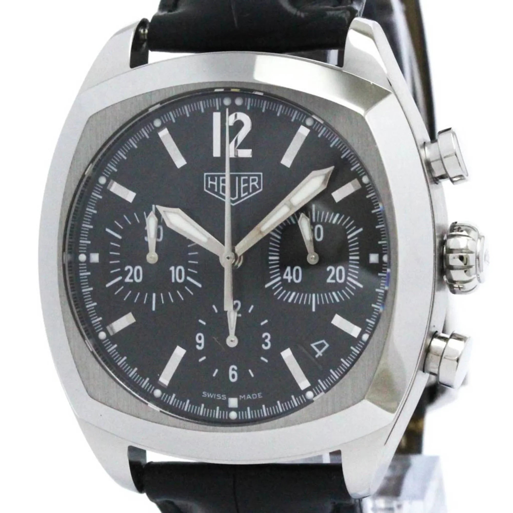 Pre-Owned Polished TAG HEUER Monza Chronograph Steel Automatic Mens Watch CR2110 BF568307 (Good)