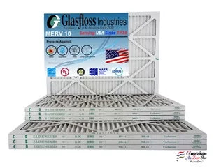 Glasfloss 10x20x1 - MERV 10 -Qty:6 - Furnace Air Filter - Made in USA (Actual Size: 9.5 x 19.5x7/8 inch)