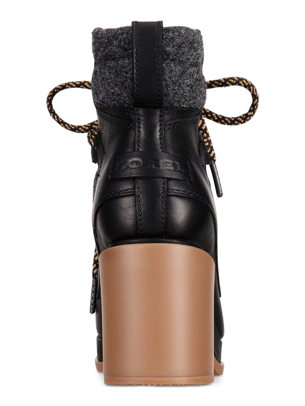 SOREL Womens Black Mixed Media D-Ring Hardware 1" Platform Slip Strong Padded Kurt Geiger Women Round Toe Block Heel Lace-Up Leather Booties 6