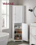 VASAGLE Floor Cabinet Bathroom Storage Cabinet with 2 Doors and 4 Adjustable Shelves Tall Corner Cabinet Modern Farmhouse Design, White