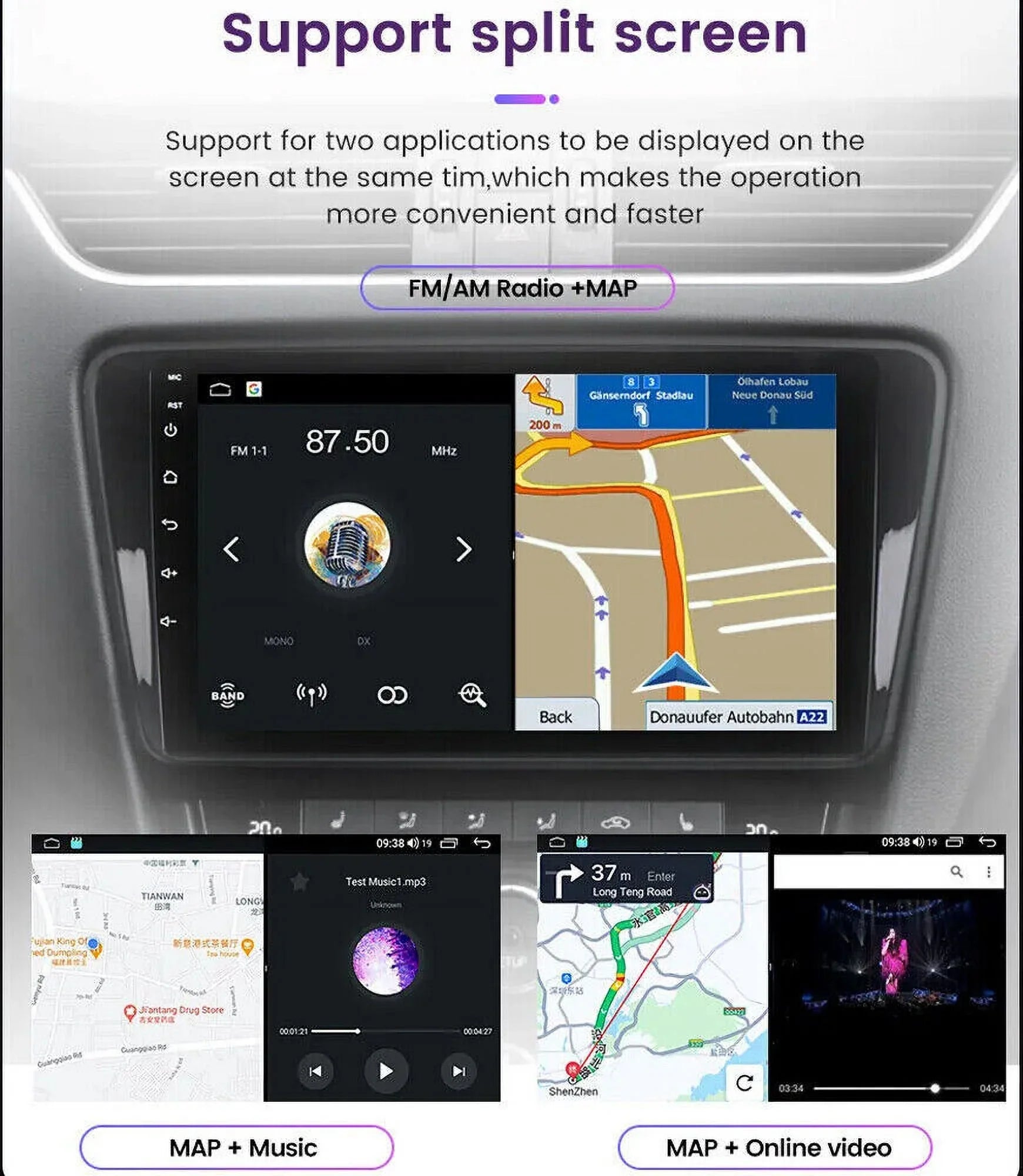For GMC Yukon Chevy Tahoe Suburban Android 12 Octa Core 4GB RAM Apple Carplay Car Stereo AM FM Radio GPS Environment