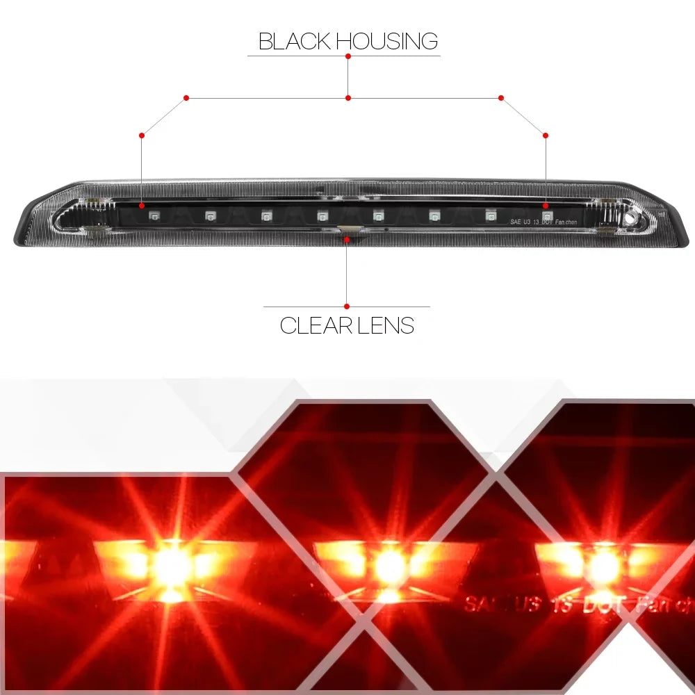 For 2013 to 2018 Ford Escape Rear LED 3rd Third Brake Light Tail Stop Lamp Black Housing Smoked Lens 14 15 16 17