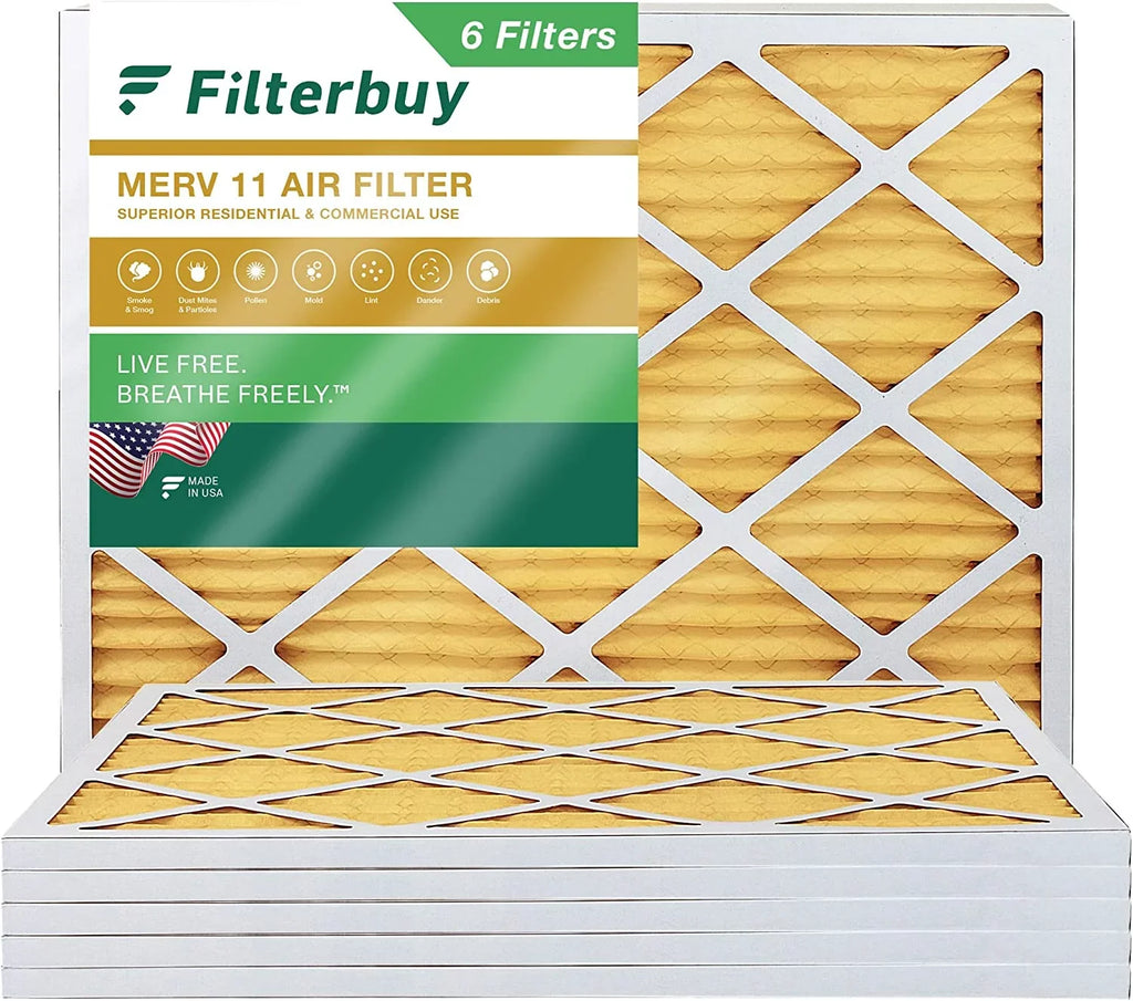 Filterbuy 16x20x1 MERV 11 Pleated HVAC AC Furnace Air Filters (6-Pack)