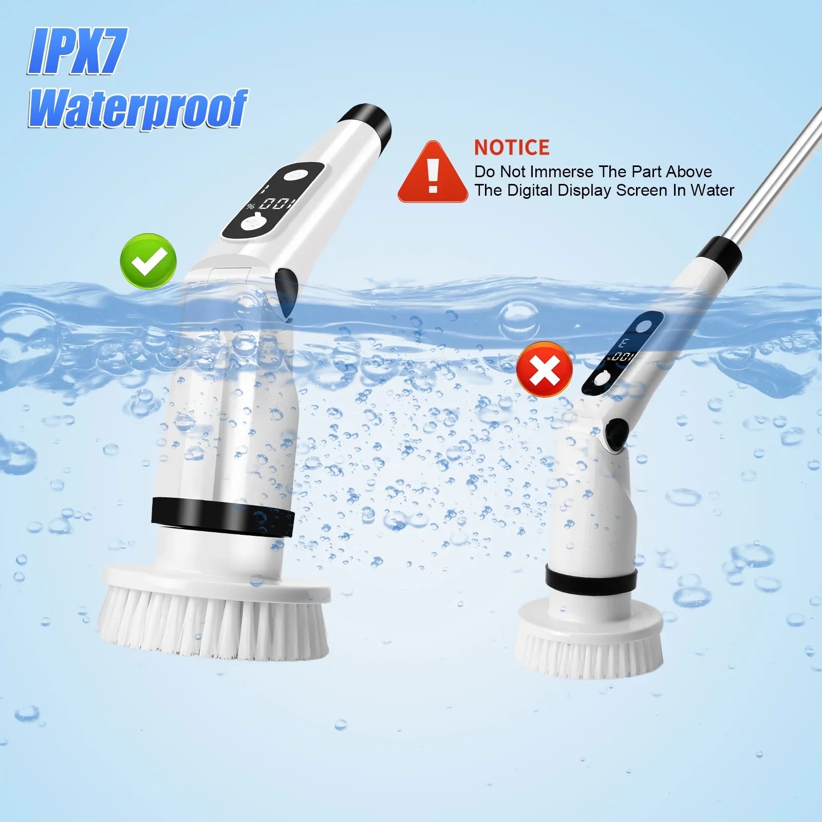 Electric Spin Scrubber, WLRETMCI Cordless Cleaning Brush with 8 Brush Heads,Shower Scrubber with Long Handle Household Cleaning Brushes for Bathroom Tub Tile Kitchen Floor Car