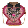 Mary Frances LOVE POTION Pink Bottle Beaded Handbag Purse NEW