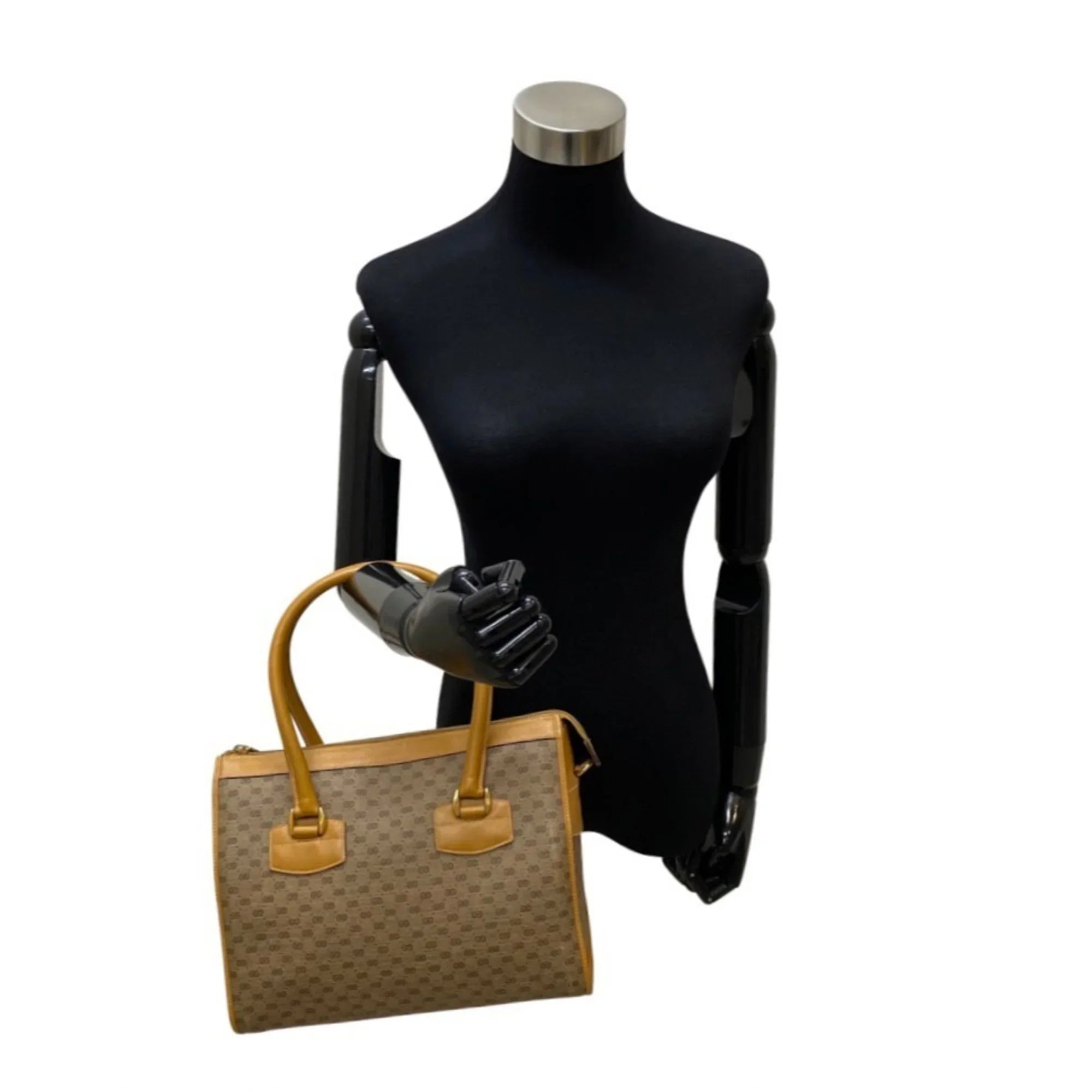 Pre-Owned GUCCI Old Gucci Vintage Micro GG Leather Genuine 2way Handbag Shoulder Bag Brown (Good)