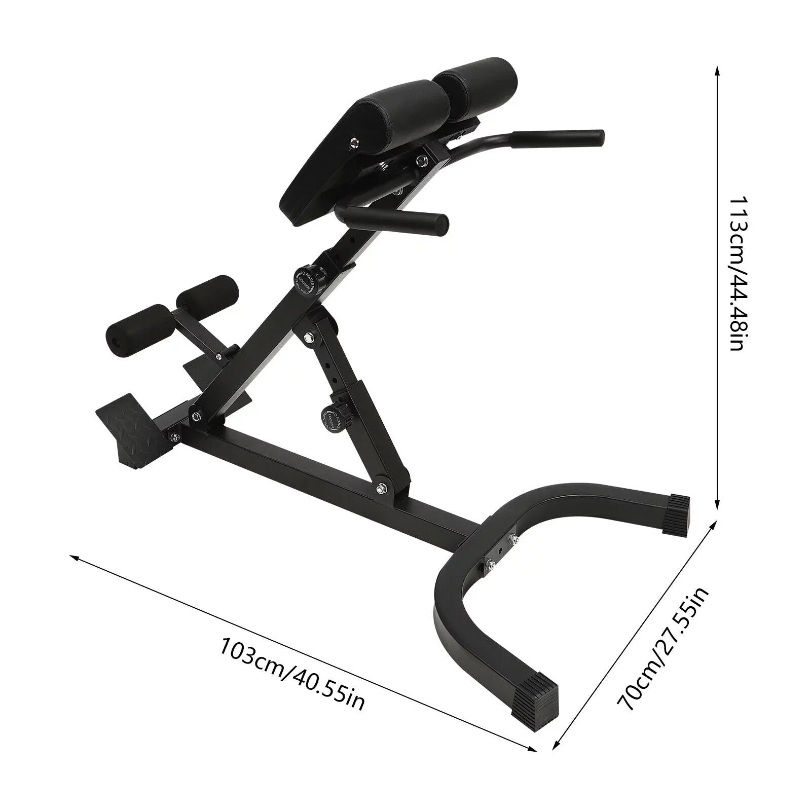 5 Position Tilt Angle Roman Chair Back Extension Machine, Hyperextension Bench W/ Angle Height Adjust 150kg/330lbs