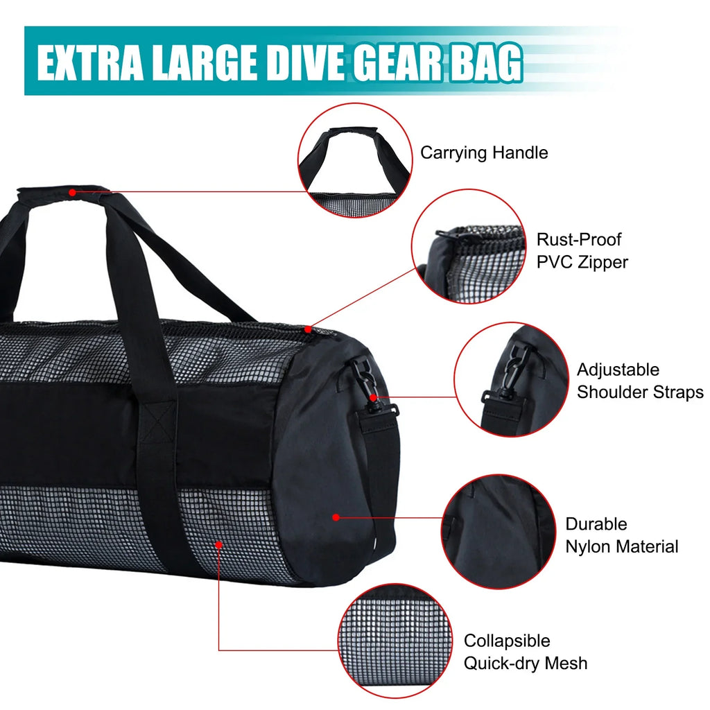 Bisofice Bag,Pvc Zipper Strong Mesh Easy To Easy To Carry Dive Mesh Easy Snorkel Dive Mesh To Carry Pvc Zipper Long-lasting Nylon Mesh Dive Snorkel Qisuo Mesh Dive Huiop
