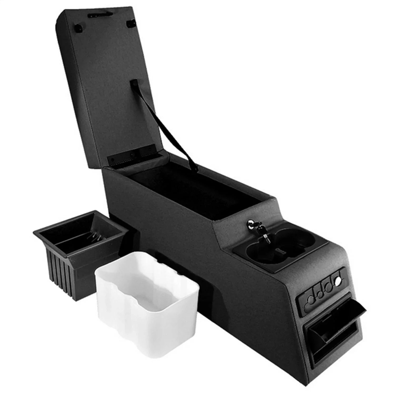 Rugged Ridge by RealTruck | 13102.15 Center Console, Ultimate, Locking, Black Denim; 1976-1995 CJ/Wrangler YJ Suitable with Select: 1989-1995 Jeep Wrangler / YJ, 1987-1988 Jeep Wrangler