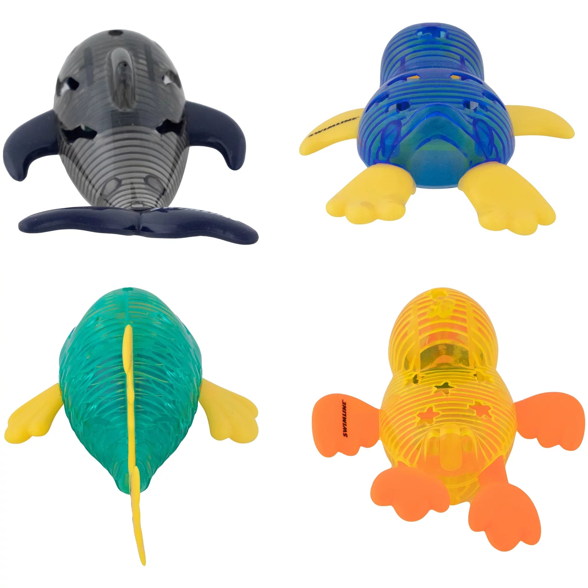 SWIMLINE ORIGINAL 4-Pack Diving Toys LED Light-Up Glowing Sea Animal Fun Pals Catch The Fish Retrieval Game For Swimming Pool & Bath Tub For Kids Multi Color Flashing Underwater Dive Practice Learn