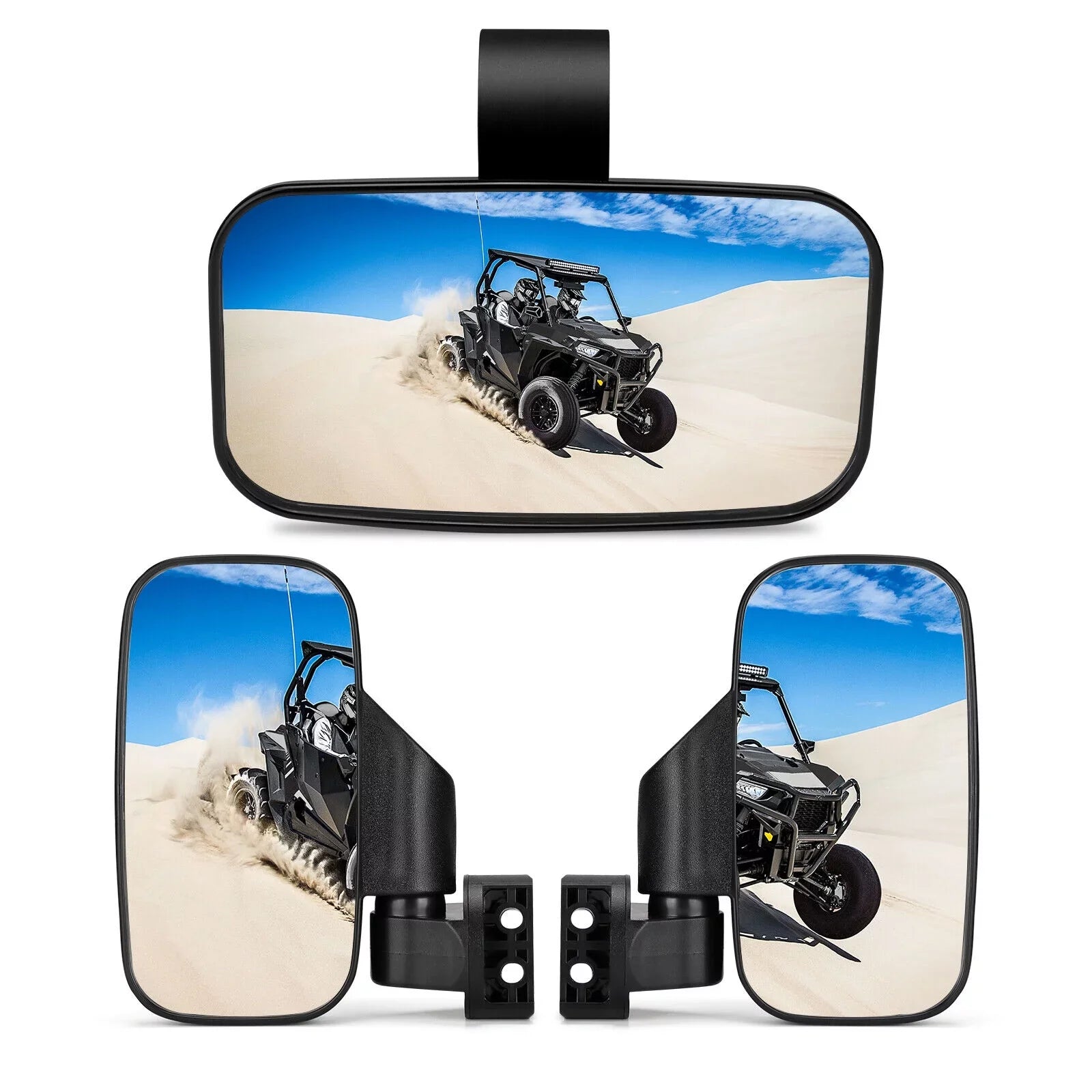 UTV Rear View Mirrors Set 1.75"-2" Bar Clamp Center Mirrors Fitting with Polaris RZR 900 1000 Can-Am X3