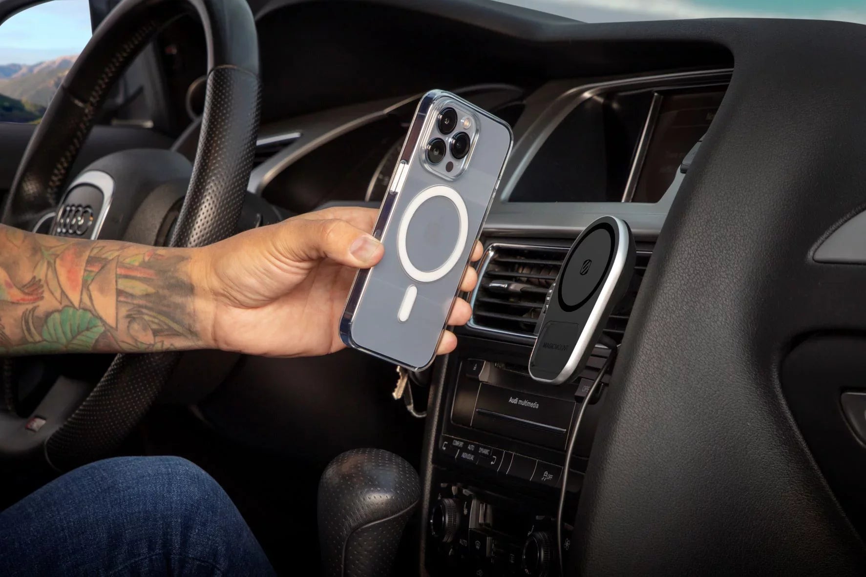 Scosche MPQ5DV-SP1 Dash/Vent Magnetic Wireless Charging Mount Fitting W/ MagSafe iPhone, Galaxy