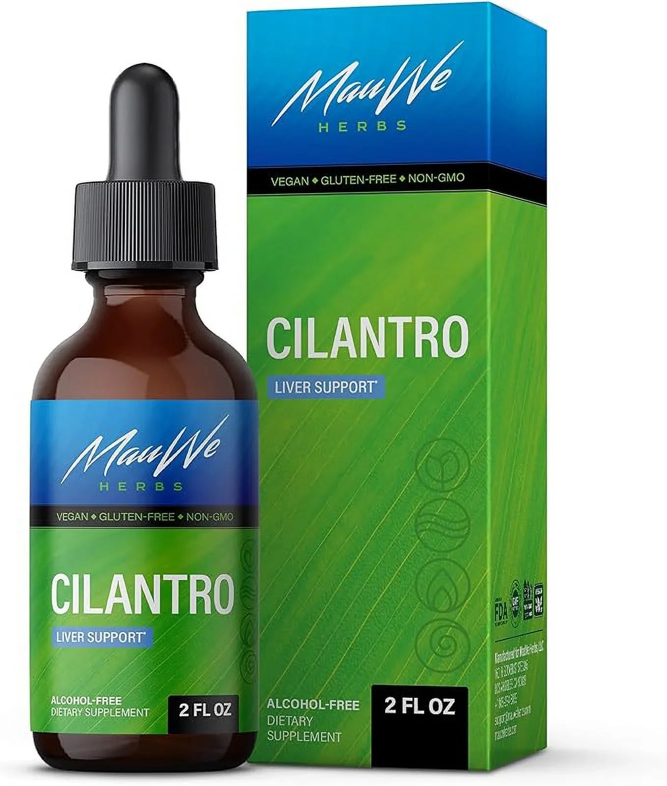 MAUWE HERBS Cilantro Supplement - Organic Cilantro Leaf Liquid Extract - Coriandrum Sativum Drops for Body Cleansing & Detox - Cilantro Tincture Alcohol Free 2 fl. Oz