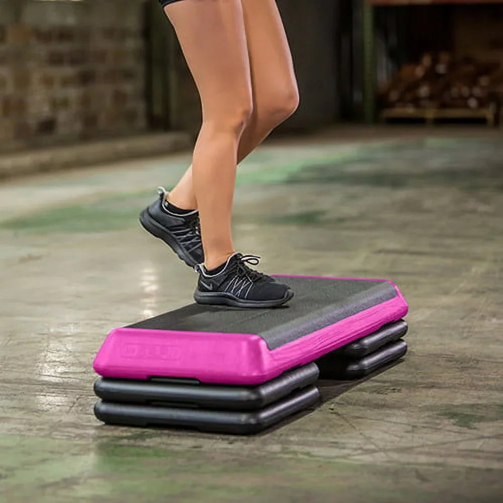 The Step Health Club Size Platform with four (4) Original Risers - Pink