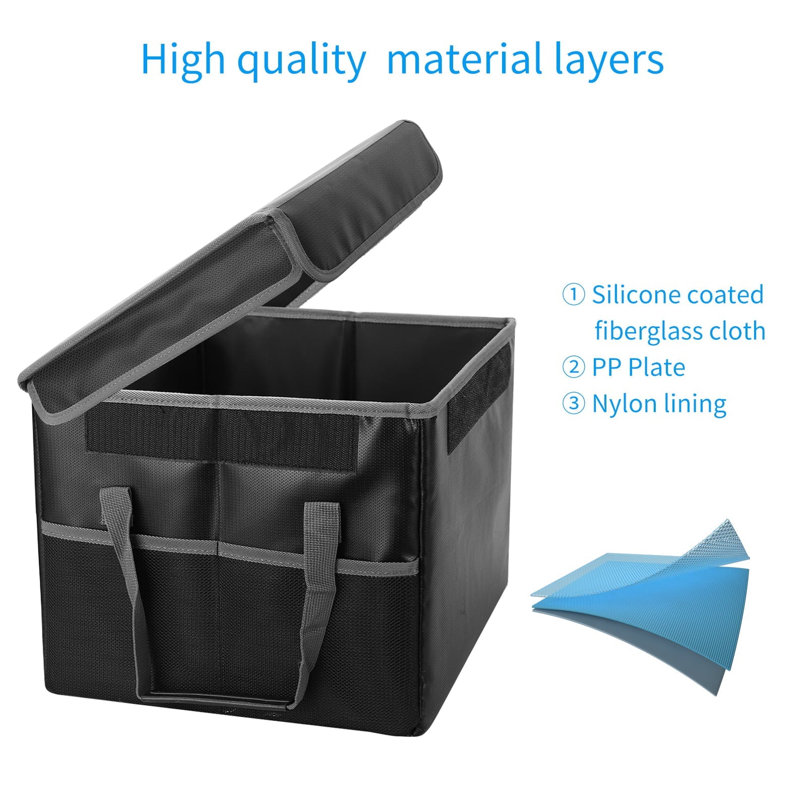 Irfora Fireproof Waterproof Storage Box, Excellent for Home Office Car, with Lid and Sturdy Handles