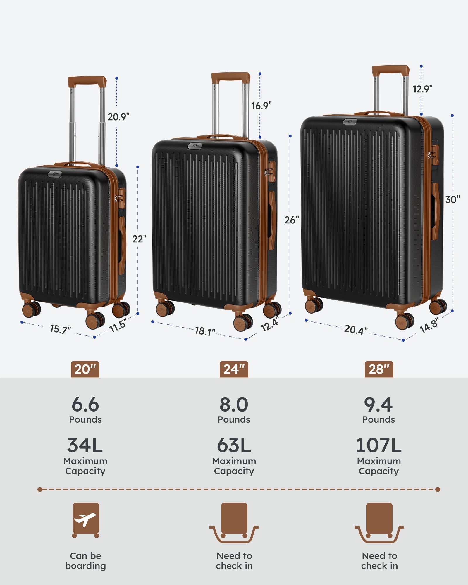 Crtynell 20-Inch Carry on Expandable Luggage with TSA Lock Airline Approved Suitcase with Spinner Wheels
