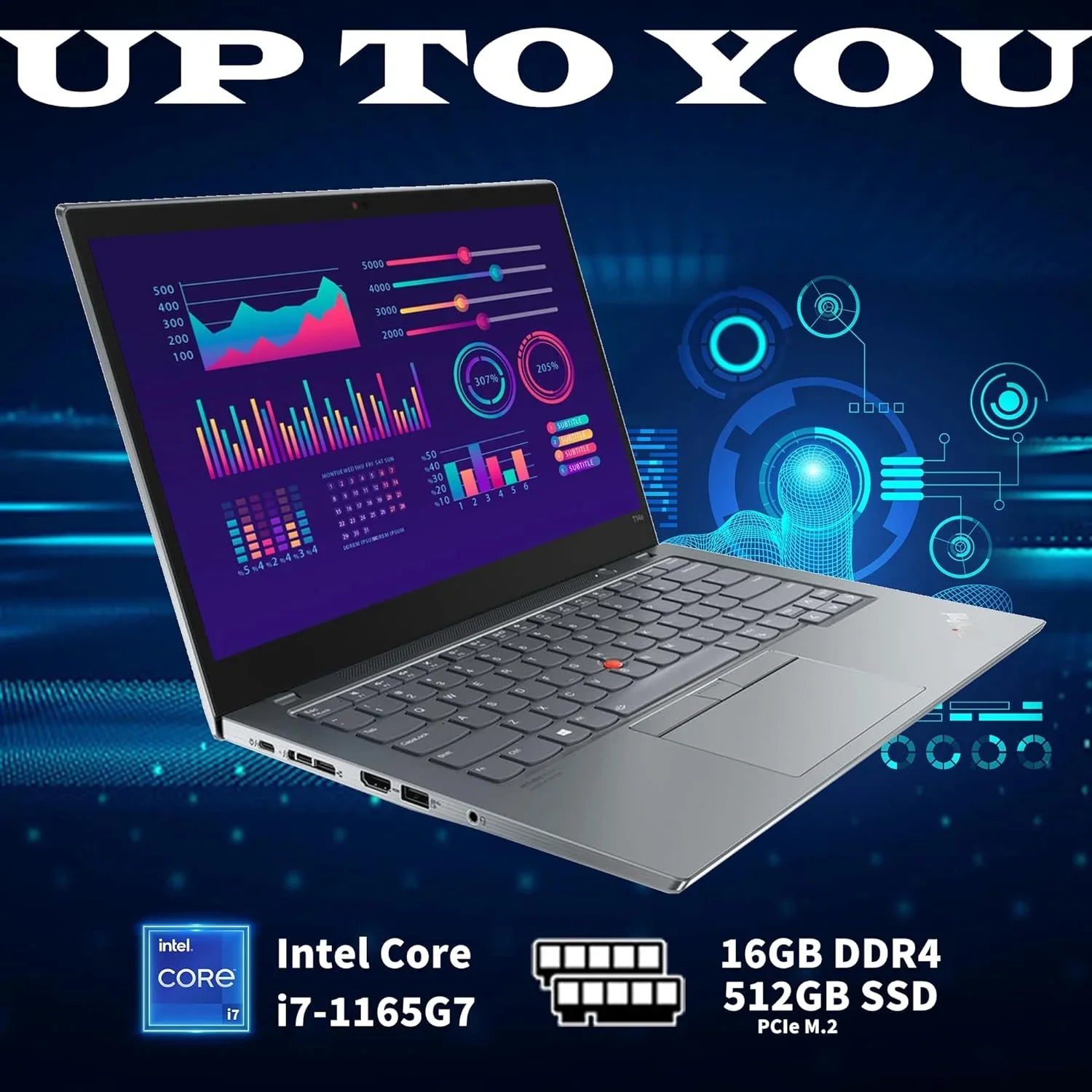 Lenovo ThinkPad T14s Gen 2 Touchscreen Laptop, 14" FHD Laptop, Intel 11th Gen i7-1165G7, 16GB RAM, 512GB PCIe SSD, Backlit Keyboard, WiFi 6, HDMI, Win 10 Pro, with Hotface 32GB USB Card