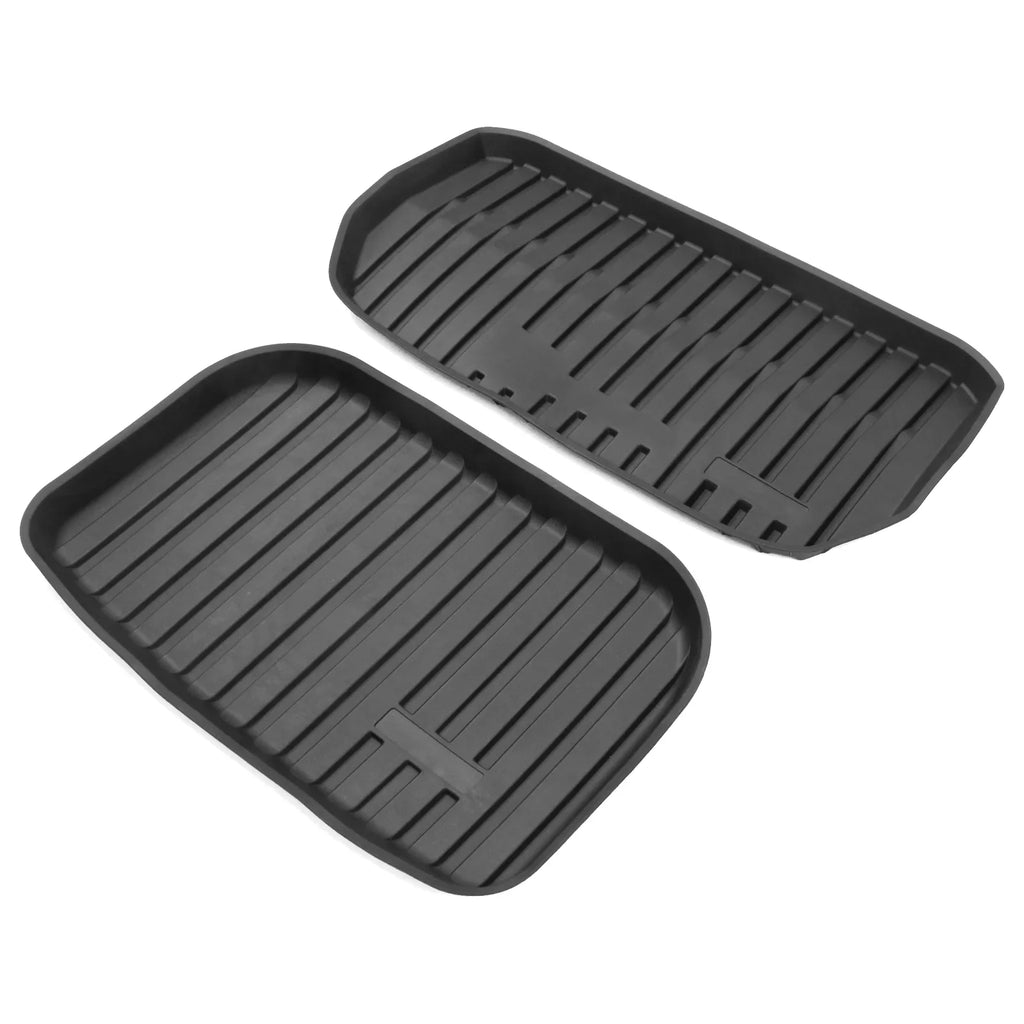 Ikon Motorsports Trunk Mats Cargo Liner Matching with 2020-2023 Tesla Model Y Black Injection TPE All Condition Waterproof Anti-Slip Frunk Trunk Under Cargo Storage Liner Mat Interior Accessories