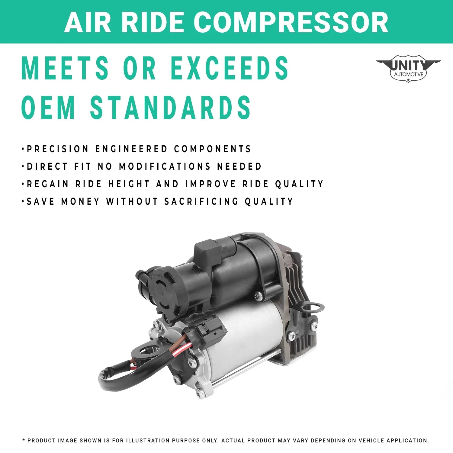 Unity Automotive Air Suspension Compressor with Full Cage Fits 2003-2005 Land Rover Range Rover, 20-072000-C