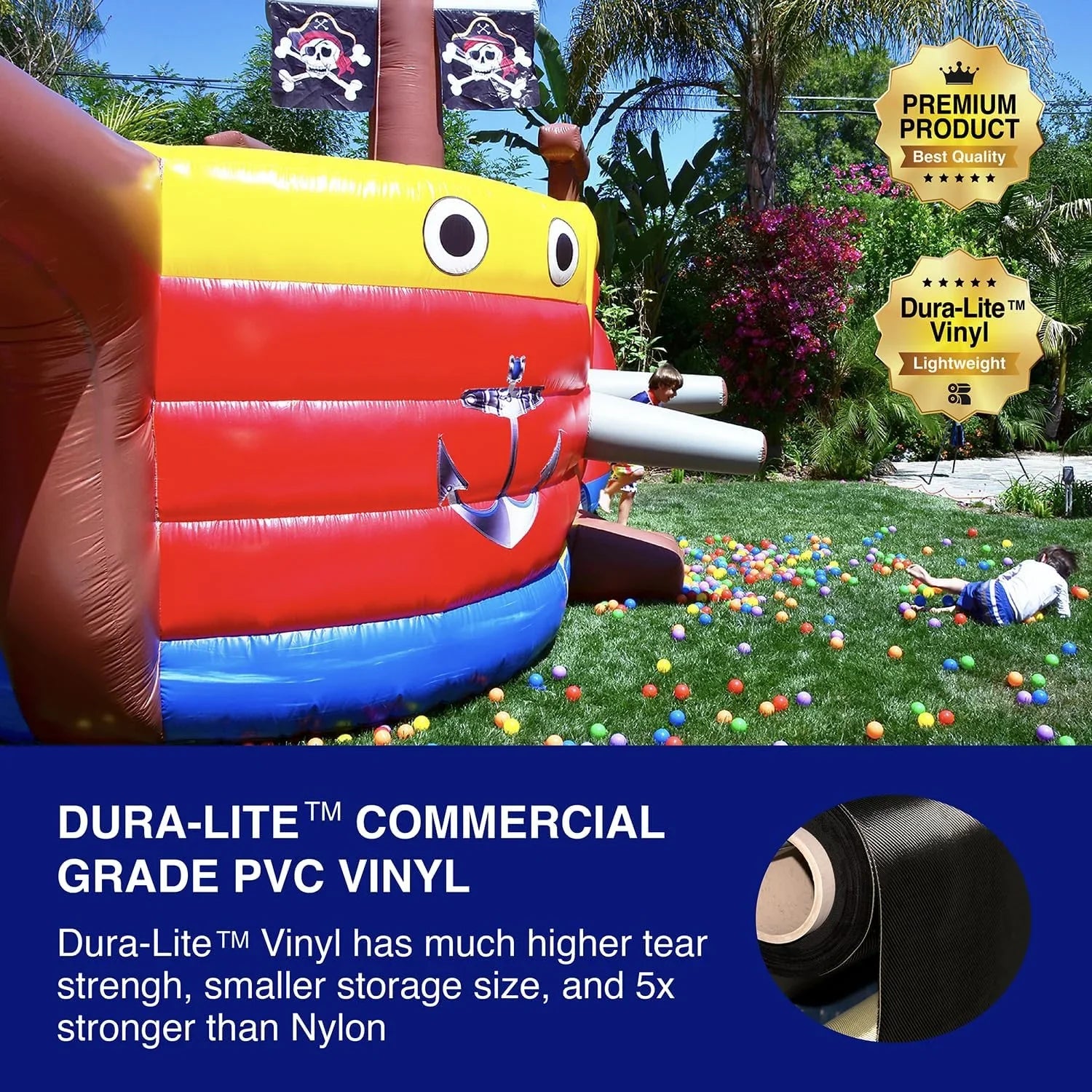 JumpOrange Pirate Ship Commercial Grade Bounce House Water Slide for Kids and Adults (with Blower)
