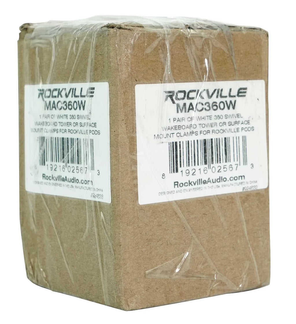 2) Rockville MAC525W 5.25" 360° Swivel White Aluminum Surface Mount Speaker Pods