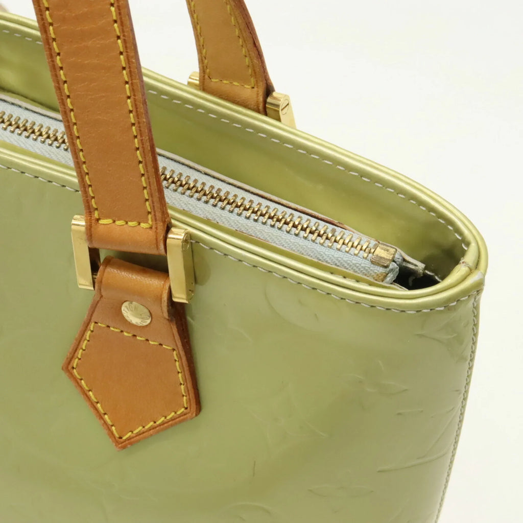 Pre-Owned LOUIS VUITTON Vernis Houston Tote Bag Handbag Baby Blue Green M91005 (Good)