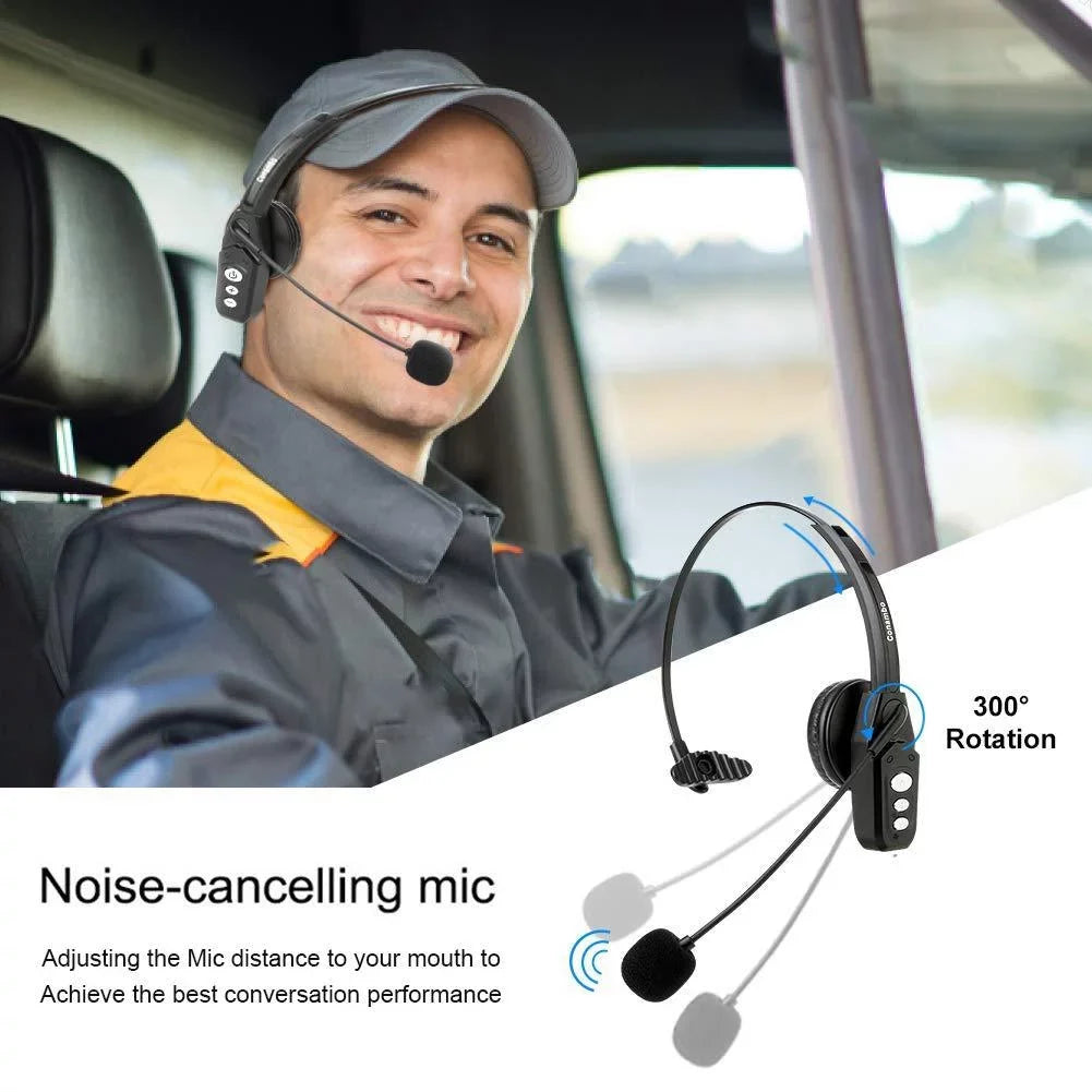 Bluetooth Headset V5.0, Pro Wireless Headset High Voice Clarity with Noise Canceling Mic for Cell Phone Trucker Engineers Business Home Office-JBT800