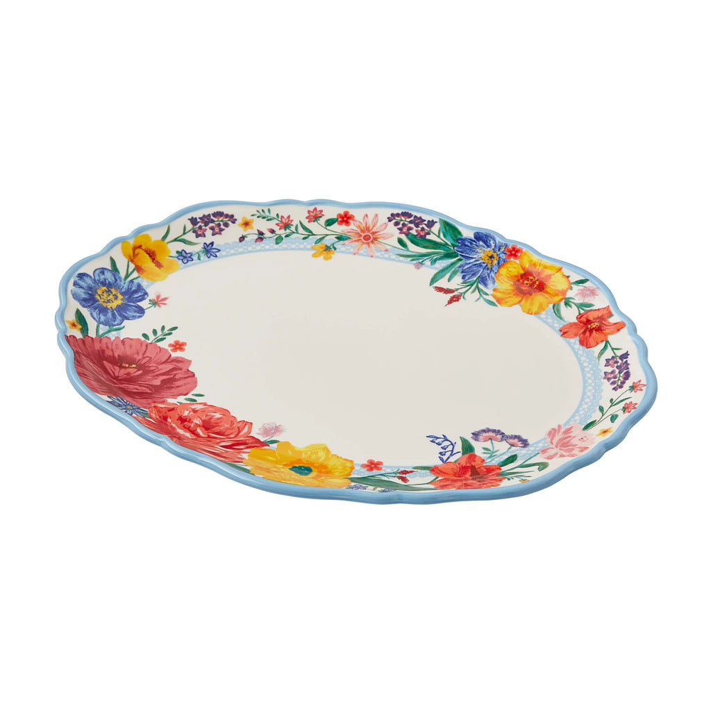 The Pioneer Woman Brilliant Blooms Stoneware Serve Platter
