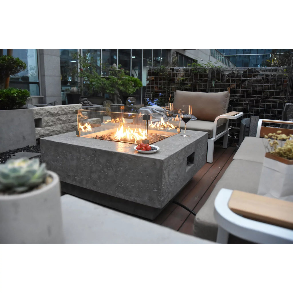 Elementi Manhattan Concrete Outdoor 45,000 BTU Natural Gas Fire Table