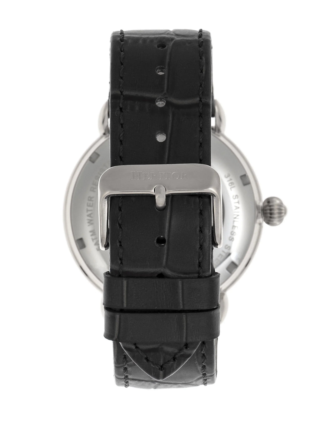 Heritor Automatic Mattias Leather-Band Watch W/Date - Silver