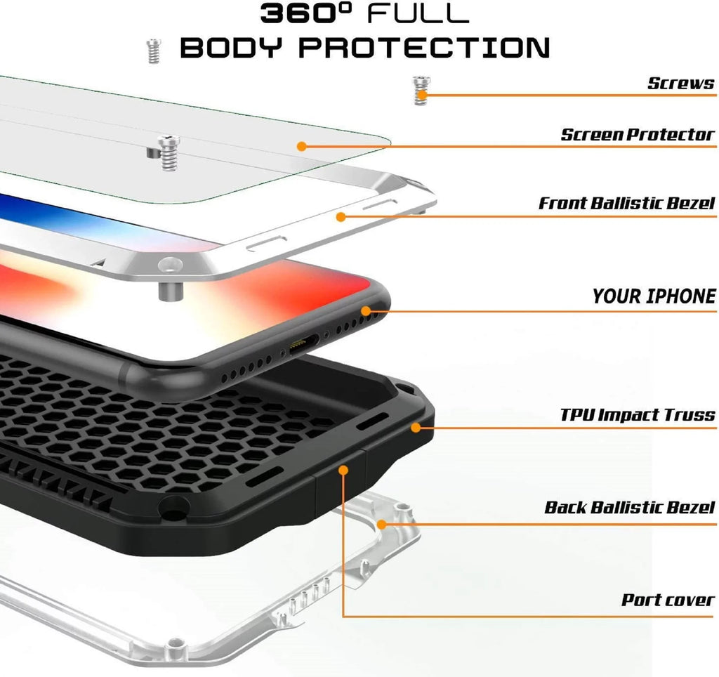 Gorilla Glass Aluminum Metal iPhone 5s Case (Silver) Heavy Duty Military Grade Shockproof and Scratch Impervious Protection, Rugged Outdoor Travel