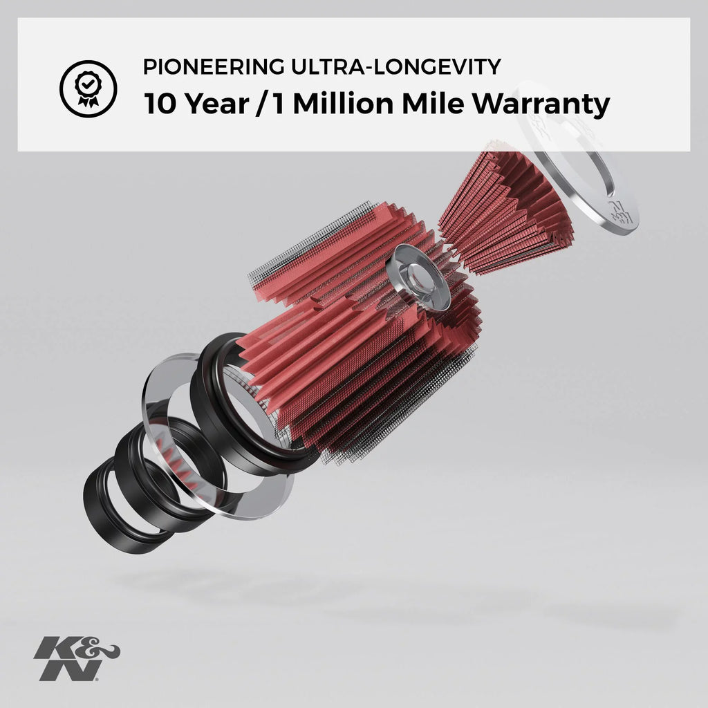 K&N Universal Clamp-On Air Filter: High Performance, Premium, Washable, Replacement Filter: Flange Diameter: 3.125 In, Filter Height: 6 In, Flange Length: 0.75 In, Shape: Round Tapered, RU-3250