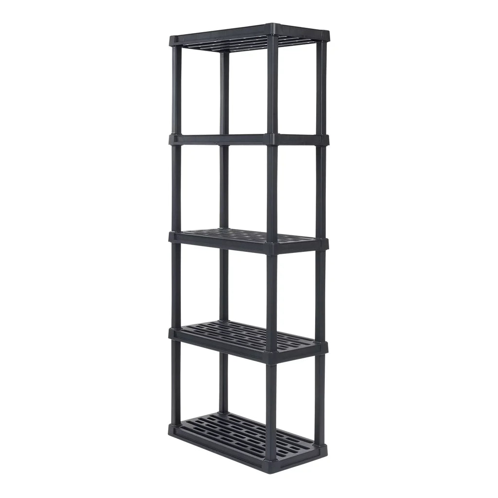 IRIS USA 5 -Tier Plastic Rack Storage Shelf with 200 lb. Total Capacity, Black