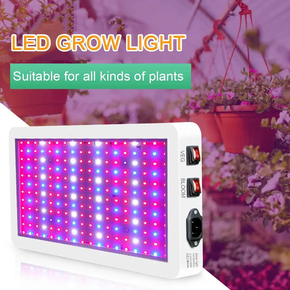 Gecheer 2000W Grow for Indoor Plants 312 LEDs Full Spectrum Veg and Bloom Dual Switch IP65 Waterproof Hanging Plant Growing Lamps for Seedlings Flowers Greenhouse