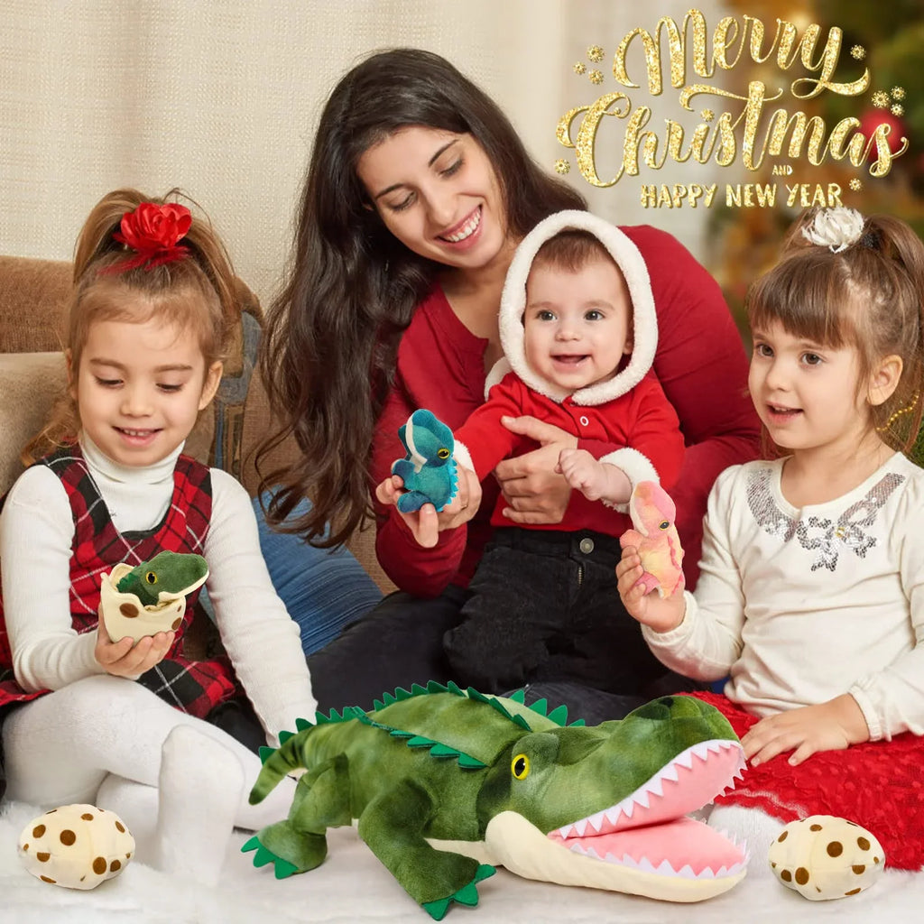 MaoGoLan 24" Alligator Mommy Stuffed Animal with 3 Baby Alligator and 3 Eggs Inside