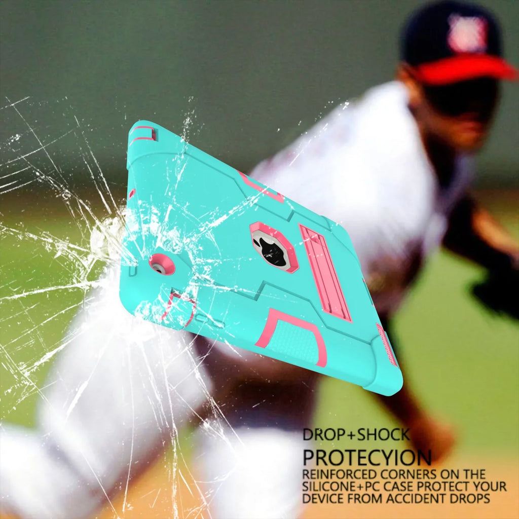 iPad 2 Case,iPad 3 Case,iPad 4 Case, Allytech Three Layer Shockproof Armor Defender Protective Case Wrap with Kickstand for iPad 2nd Gen / iPad 3rd Gen / iPad 4th Generation (Aqua/Rosegold)