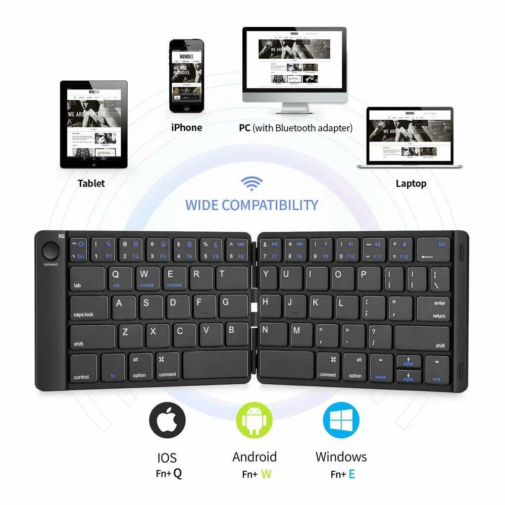 Mini Universal Wireless Bluetooth Keyboard Foldable Keyboard for iPhone iPad Tablet Samsung Android Phones PC Mac