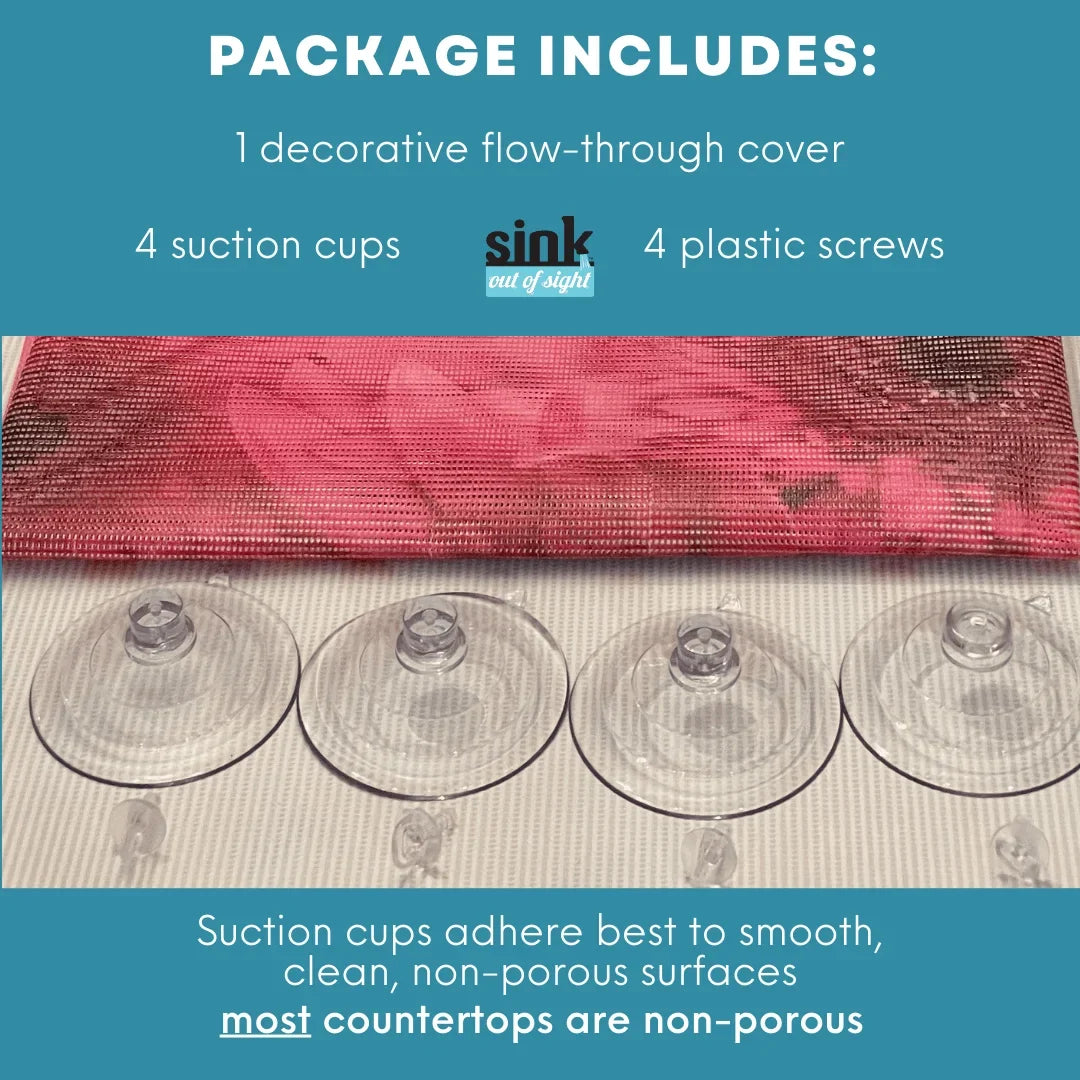 Sink Out of Sight- Home Decor Kitchen Sink Shield Hot/Cold Liquids and Debris Pass Through Wrap adjustable, 2 sizes. Design: Single Sunshine Stream 30" x 20" SK1-SS