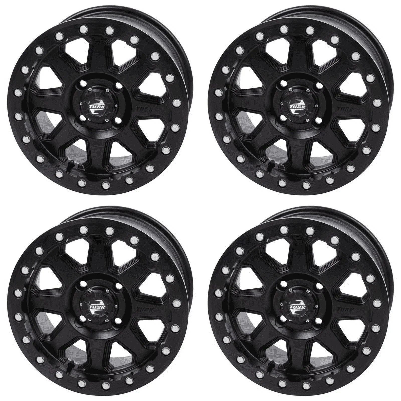 (4 Pack) 4/137 Tusk Uinta Beadlock Wheel 15X7 5.0 + 2.0 Matte Black For Can-Am Defender Hd10 Pro Xt 2020-2023