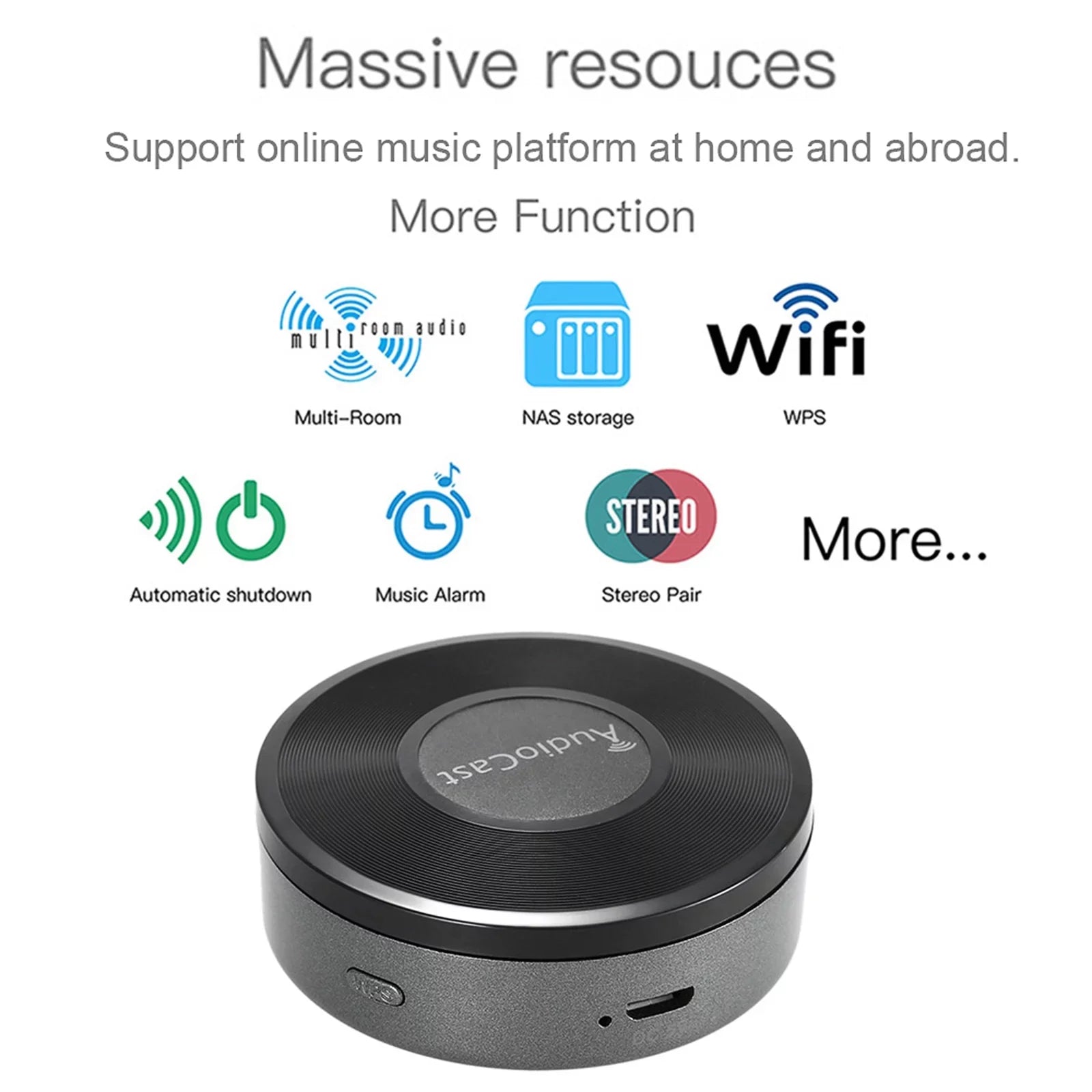 Music Receiver Yabuy M5 HIFI Receiver Airplay DLNA IOS & Android Airmusic 2.4G WIFI Audio Speaker for Spotify Wireless Sound Streamer