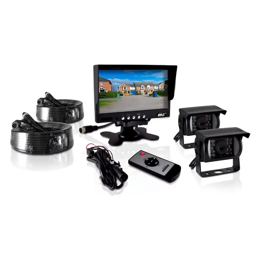Climate Rearview Backup Camera & Monitor Video System, Commercial Grade, 2 Cameras, 7" Monitor, Dual DC 12-24V for Bus, Truck, Trailer, Van